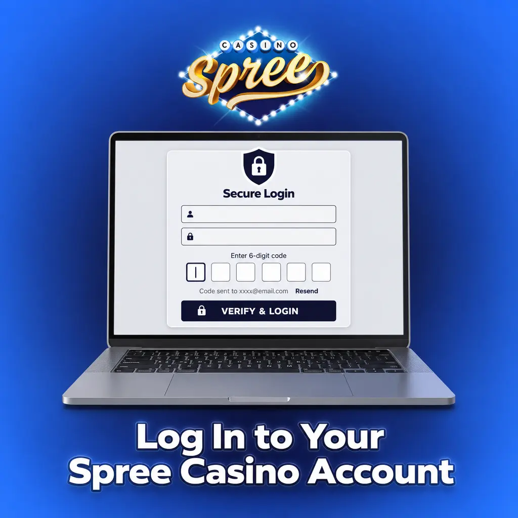 Screenshot showing how to log in to your Spree Casino account and access your dashboard balance.