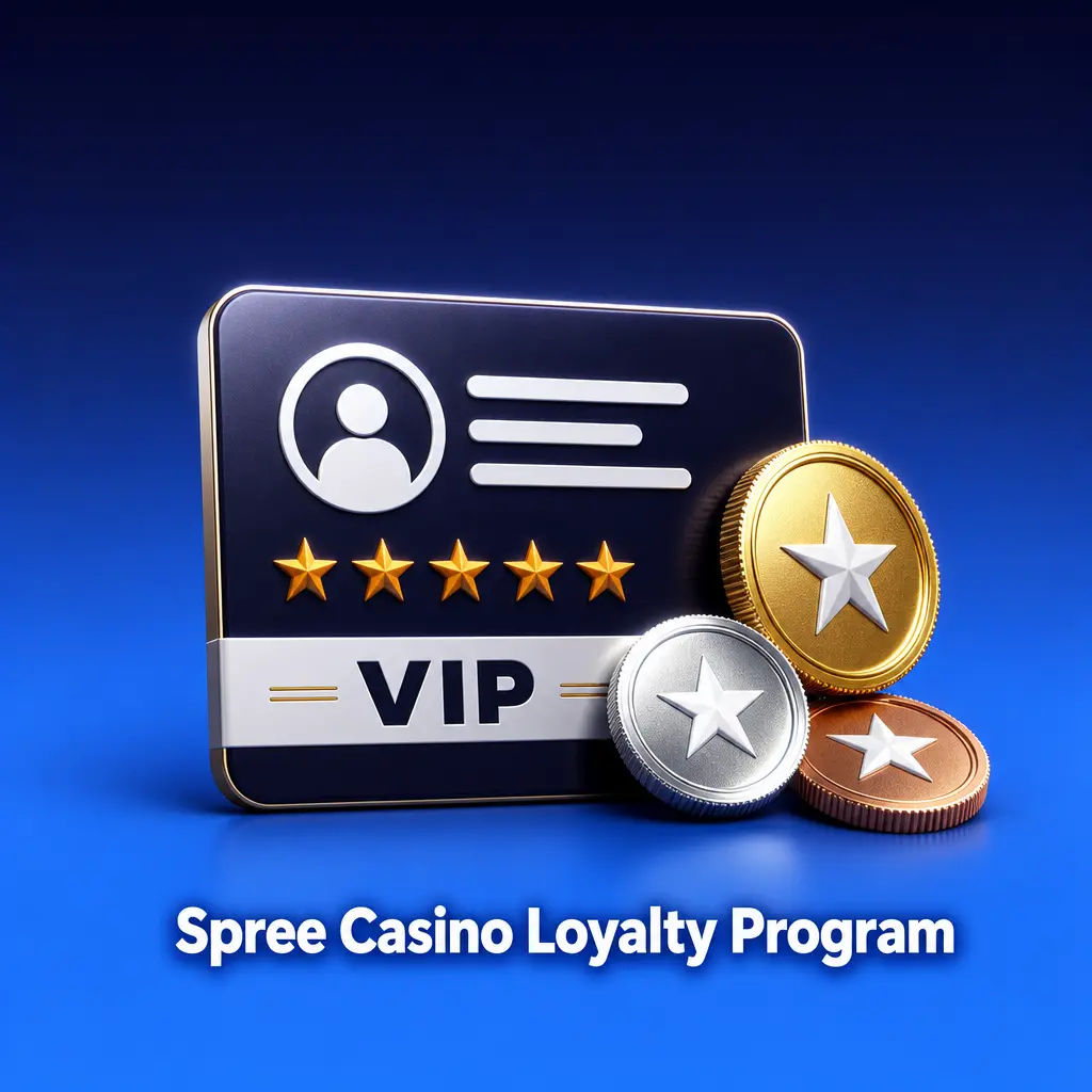 Spree Casino Loyalty Program dashboard showing tier progress, loyalty points, and Gold Coin wagering rewards.
