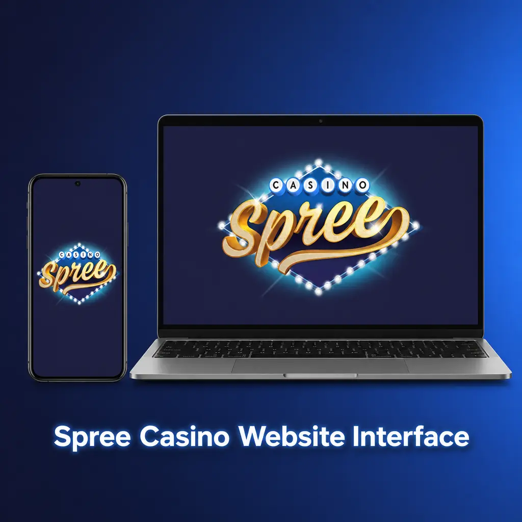 Spree Casino dashboard in dark theme showing Casino, Live Casino, Sportsbook, Promotions tabs and coin balances